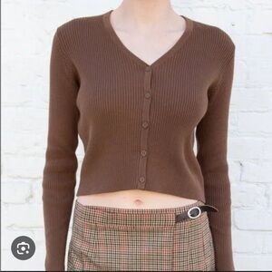 Brandy Melville Brown Long Sleeve Cropped Cardigan